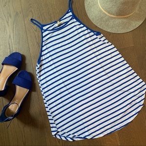 Blue & White Striped Tank Scoop Bottom